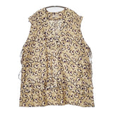 BUNON BN9006 シルク フラワーエンブロイダリーVネックベスト 定価35200円 ブラウス シャツ ベージュ ネイビー レディース ブノン【中古】5-1021S△