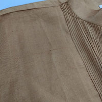BUNON ピンタック オーバーケープ 定価37400円 インド製 シルク ポンチョ ブラウス シャツ ブラウン レディース ブノン【中古】5-0616M∞