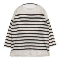 HUG O WaR ボーダー バスクシャツ 長袖Ｔシャツ カットソー ロンＴ オフホワイト グレー レディース ハグオーワー【中古】5-0830M∞