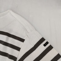 HUG O WaR ボーダー バスクシャツ 長袖Ｔシャツ カットソー ロンＴ オフホワイト グレー レディース ハグオーワー【中古】5-0830M∞