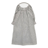 oblekt 高山都コラボ ストライプボリュームスリーブワンピース ワンピース ホワイト グレー レディース オブレクト【中古】5-0830M∞