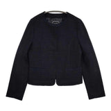 any FAM セレモニー カラミツイード ノーカラー ジャケット ネイビー レディース エニィファム【中古】5-0830M∞