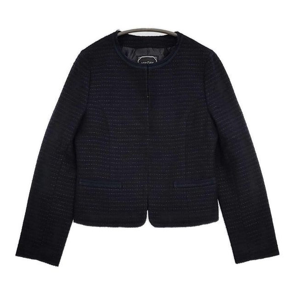 any FAM セレモニー カラミツイード ノーカラー ジャケット ネイビー レディース エニィファム【中古】5-0830M∞