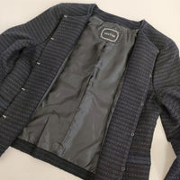 any FAM セレモニー カラミツイード ノーカラー ジャケット ネイビー レディース エニィファム【中古】5-0830M∞