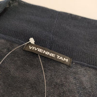 VIVIENNE TAM ボタンレス コットンポリエステル 羽織 ロング カーディガン ネイビー レディース ヴィヴィアンタム【中古】5-0604M∞
