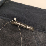 VIVIENNE TAM ボタンレス コットンポリエステル 羽織 ロング カーディガン ネイビー レディース ヴィヴィアンタム【中古】5-0604M∞