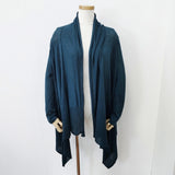 TABASA ボタンレス キャメル混 カーディガン ブルーグリーン レディース タバサ【中古】5-0711M◎