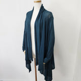 TABASA ボタンレス キャメル混 カーディガン ブルーグリーン レディース タバサ【中古】5-0711M◎