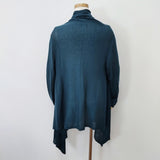 TABASA ボタンレス キャメル混 カーディガン ブルーグリーン レディース タバサ【中古】5-0711M◎