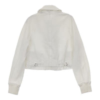 COMME des GARCONS ポリ縮絨 丸襟 GO-J076 加工 ジャケット ブルゾン AD2004 オフホワイト レディース コムデギャルソン【中古】5-0616M∞