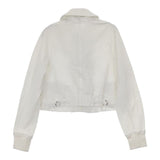 COMME des GARCONS ポリ縮絨 丸襟 GO-J076 加工 ジャケット ブルゾン AD2004 オフホワイト レディース コムデギャルソン【中古】5-0616M∞
