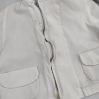COMME des GARCONS ポリ縮絨 丸襟 GO-J076 加工 ジャケット ブルゾン AD2004 オフホワイト レディース コムデギャルソン【中古】5-0616M∞