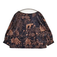 l'atelier du savon ベロア 総柄 ブラウス カットソー ブラック ブラウン レディース アトリエドゥサボン【中古】5-0825T∞