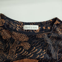 l'atelier du savon ベロア 総柄 ブラウス カットソー ブラック ブラウン レディース アトリエドゥサボン【中古】5-0825T∞