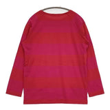 homspun ワイドボーダー 181-6250 コットン 長袖Ｔシャツ カットソー ロンＴ レッド ピンク レディース ホームスパン【中古】5-0830M∞