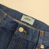 SERGE de bleu センタープレス ジーンズ STAPLE DRY SKY BLUE デニムパンツ ブルー レディース サージ【中古】5-0830G∞