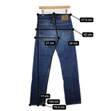 HOLLYWOOD RANCH MARKET HRM ダメージ加工 ZIPフライ W29 ジーンズ デニムパンツ ネイビー レディース ハリウッドランチマーケット【中古】5-0830G∞