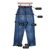 RED CARD Relaxy Slouchy ジーンズ 98481 加工 ウエストゴム デニムパンツ ブルー レディース レッドカード【中古】5-0830G∞