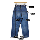 RED CARD Relaxy Slouchy ジーンズ 98481 加工 ウエストゴム デニムパンツ ブルー レディース レッドカード【中古】5-0830G∞
