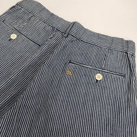 45R/45rpm 藍カディデニムタックイージーパンツ 定価46200円 ストライプ パンツ ネイビー ホワイト レディース フォーティーファイブアールピーエム【中古】5-0830G∞