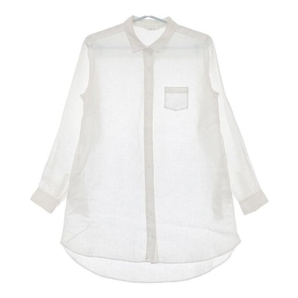 doux bleu リネン ロング 長袖 サイドポケット付 ブラウス シャツ ホワイト レディース ドゥーブルー【中古】5-0609M∞