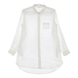 doux bleu リネン ロング 長袖 サイドポケット付 ブラウス シャツ ホワイト レディース ドゥーブルー【中古】5-0609M∞