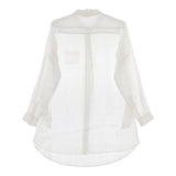 doux bleu リネン ロング 長袖 サイドポケット付 ブラウス シャツ ホワイト レディース ドゥーブルー【中古】5-0609M∞