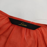 Liesse フレアスリーブ A0175FB294 シアー コットン ブラウス シャツ レッド系 レディース リエス【中古】5-0609M∞