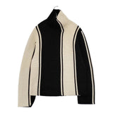 DES PRES セミウーステッドウールストライプ ハイネックプルオーバー セーター ニット ホワイト ブラック レディース デプレ【中古】5-1026T∞