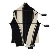 DES PRES セミウーステッドウールストライプ ハイネックプルオーバー セーター ニット ホワイト ブラック レディース デプレ【中古】5-1026T∞