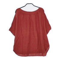 NATURAL LAUNDRY 742T-13 リネン プルオーバー ブラウス シャツ レッド レディース ナチュラルランドリー【中古】5-0706S∞