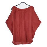 NATURAL LAUNDRY 742T-13 リネン プルオーバー ブラウス シャツ レッド レディース ナチュラルランドリー【中古】5-0706S∞