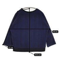 yangany ジャガード ラグラン スウェット ネイビー ブラック レディース ヤンガニー【中古】5-0830M∞