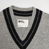 MHL. TOUGH WOOL RIB 定価25300円 595-4261501 ノースリーブニット ベスト 24AW グレー レディース エムエイチエル【中古】5-1026T∞