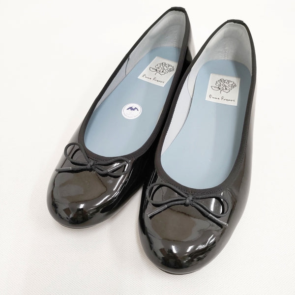 Emma Francis エマフランシス エナメル サイズ22.5cm バレエシューズ レインシューズ パンプス ブラック レディース【中古】5-0908G◎