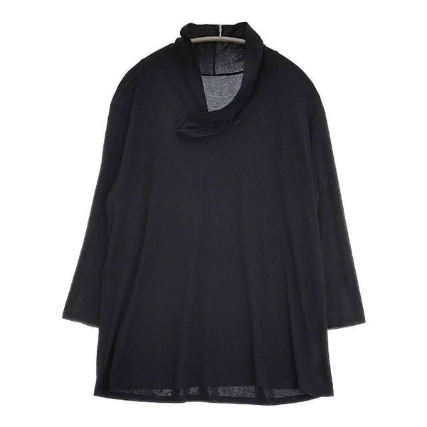 JURGEN LEHL J0191UB437 タイ スカーフ風 コットン 長袖Ｔシャツ カットソー ロンＴ ブラック レディース ヨーガンレール【中古】5-0830M∞