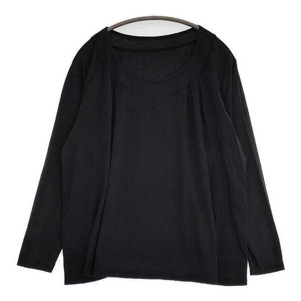 JURGEN LEHL J0121UB113 ギャザー コットン 長袖Ｔシャツ カットソー ロンＴ ブラック レディース ヨーガンレール【中古】5-0830M∞