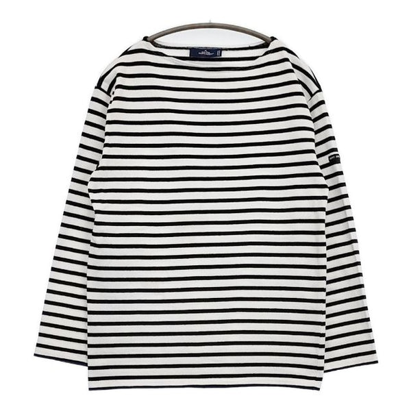 SAINT JAMES ウェッソン バスクシャツ F4 ボーダー 長袖Ｔシャツ カットソー ロンＴ ホワイト ブラック レディース セントジェームス【中古】5-0827M∞
