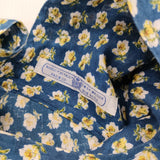 R&D.M.Co- ナーサリープリント NURSERY 花柄リネンスクエアネックワンピース ブルー イエロー レディース オールドマンズテーラー【中古】5-0622S♪