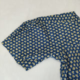 R&D.M.Co- ナーサリープリント NURSERY 花柄リネンスクエアネックワンピース ブルー イエロー レディース オールドマンズテーラー【中古】5-0622S♪