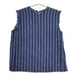 45R/45rpm 麻世妙ダックのノースリーブトップ 定価46200円 ブラウス シャツ ネイビー レディース フォーティーファイブアールピーエム【中古】5-0609S∞