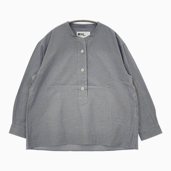 MHL. TINY GINGHAM COTTON 定価22000円 595-5153507 プルオーバー 長袖シャツ 24AW ネイビー ホワイト レディース エムエイチエル【中古】5-1021M△