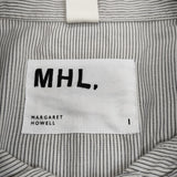 MHL. 24SS 595-4153517 ピンストライプ サイズ1 長袖シャツ 2024SS ホワイト グレー レディース エムエイチエル【中古】5-0707M△