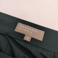 MARGARET HOWELL PLAINWEAVE BLEND 578-1232008 プリーツ ロングスカート グリーン系 レディース マーガレットハウエル【中古】5-0609M∞