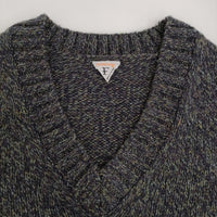 FilMelange 新品 FRED ミックスヤーンウールニット 定価35200円 Vネック ベスト ネイビー グリーン レディース フィルメランジェ【中古】5-0912T♪