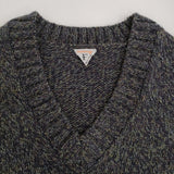 FilMelange 新品 FRED ミックスヤーンウールニット 定価35200円 Vネック ベスト ネイビー グリーン レディース フィルメランジェ【中古】5-0912T♪