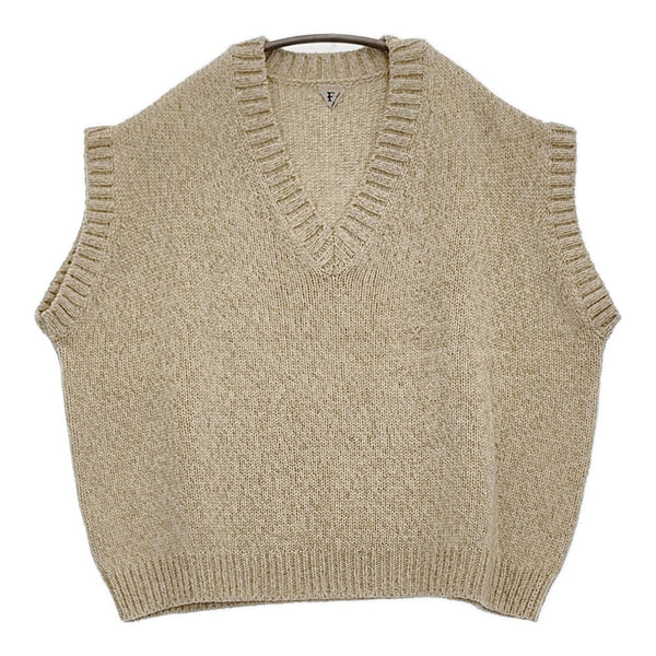 FilMelange 新品 FRED ミックスヤーンウールニット 定価35200円 Vネック ベスト ベージュ レディース フィルメランジェ【中古】5-0912T♪