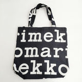 marimekko LOGO NOTKO 定価16500円 ロゴ ノトゥコ コットンキャンバス トートバッグ ブラック レディース マリメッコ【中古】5-0625G∞
