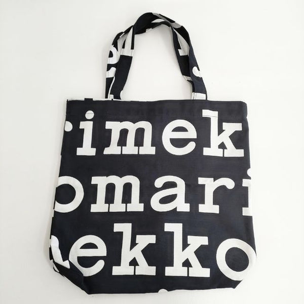 marimekko LOGO NOTKO 定価16500円 ロゴ ノトゥコ コットンキャンバス トートバッグ ブラック レディース マリメッコ【中古】5-0625G∞