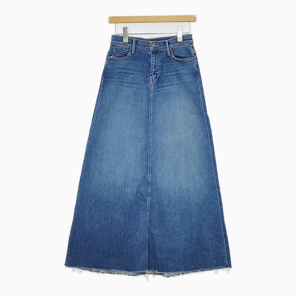 mother 9545-686 THE CIRCLE MAXI FRAY SKIRT カットオフ マキシ 加工 ストレッチ サイズ26 デニム ロングスカート ブルー レディース マザー【中古】5-1021G△